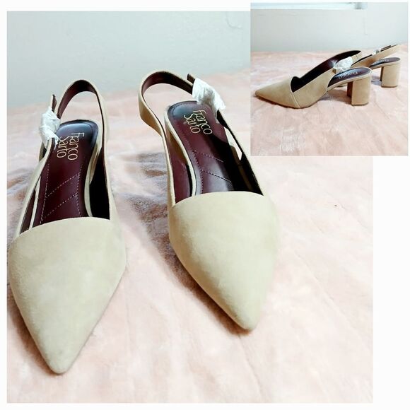 Franco Sarto Tan Slingback Heels with Pointed Toe - Picture 1 of 6